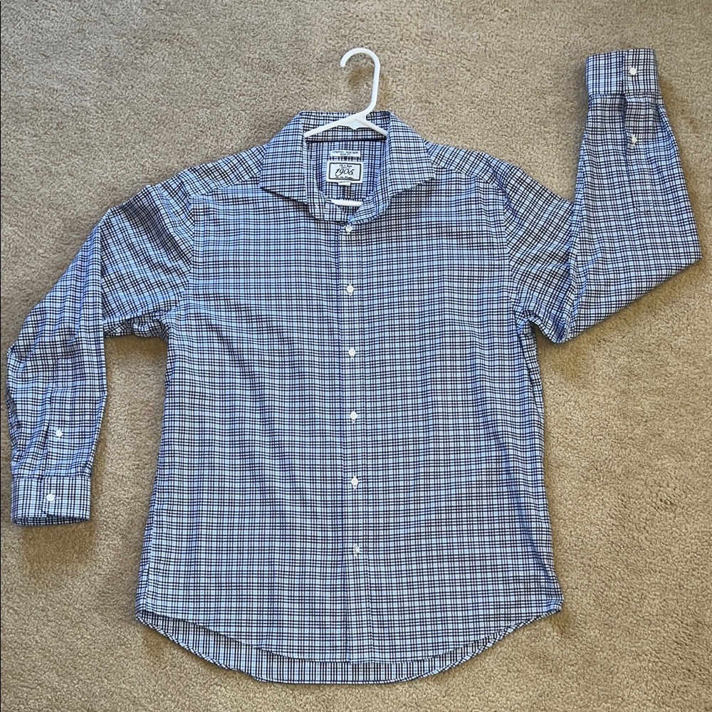 Jos. A. Bank Men's Casual Blue Checkered Shirt